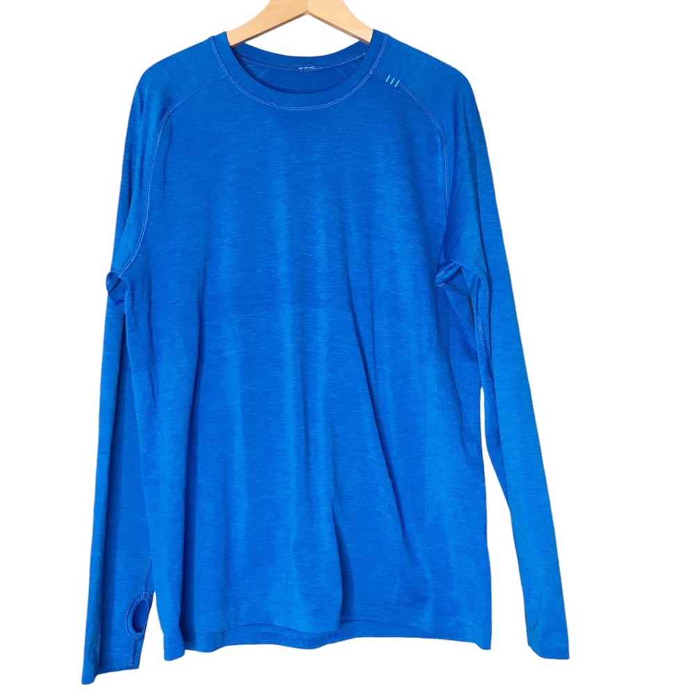 Lululemon Metal Vent Tech Tee Long Sleeve Heathered Blue T-Shirt Men's Large